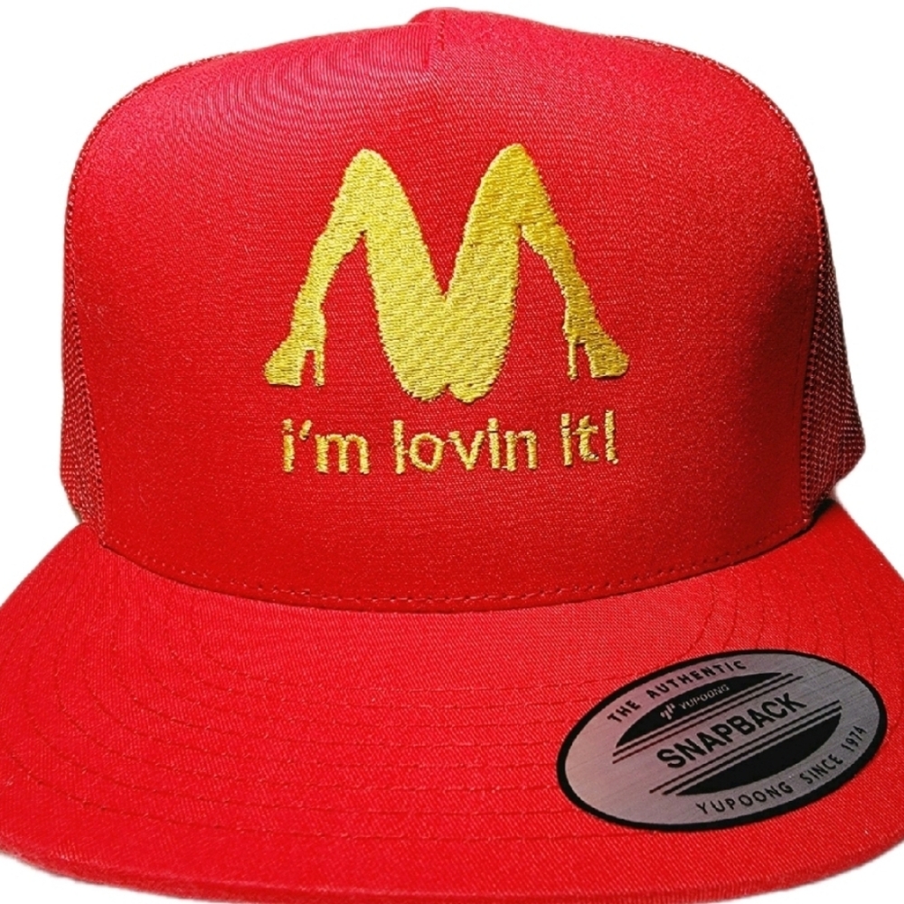 M i'm lovin it! Mesh Adjustable Snapback Direct Embroide…
